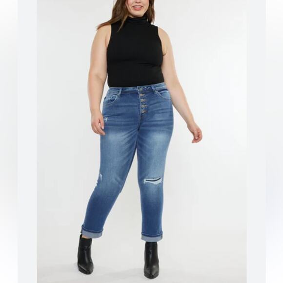 Kancan Klover Mid Rise Slim Straight Jeans Women’s size 3XL Button Fly Blue - Picture 11 of 11